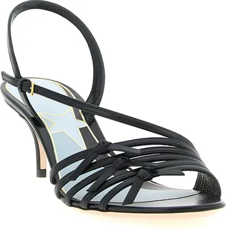 Valentino Garavani Womens Nodine Sandal Black Calfskin Leather Heels
