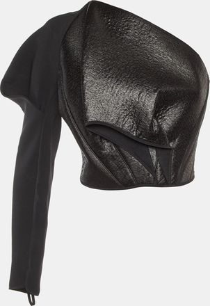 Maticevski Black Crepe Regiment One Shoulder Crop Top