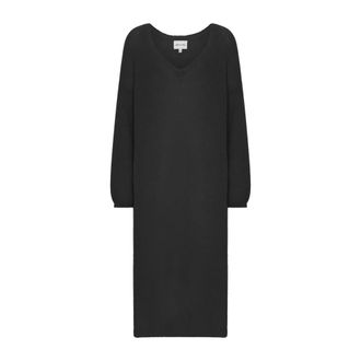 Americandreams Americandreams, Kleedjes, Dames, Zwart, ONE Size, Wol, Silja Zwarte Jurk Knit Blend