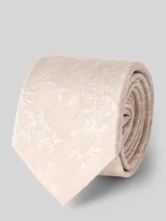 Olymp Krawatte aus Seiden-Mix mit floralem Allover-Stitching in Ecru, Gr&ouml;&szlig;e 1