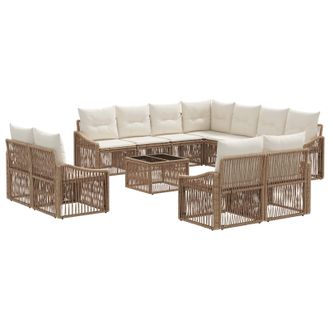 vidaXL Conjunto De Sof&aacute;s De Jard&iacute;n 12 Pcs Beige Rat&aacute;n Sint&eacute;tico Vidaxl