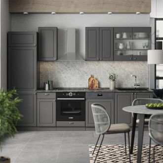 Vicco Mueble De Cocina Fame-line, Antracita-oro Landhaus, 300 Cm Sin Encimera, Vicco