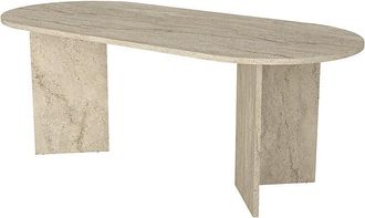 Vente-Unique Mesa de comedor para 8 personas - Efecto travertino beige - TOPANIA