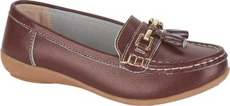 Jo & Joe Womens Leather Flat Loafer Ladies Casual Comfy Work Shoes Plum UK 8