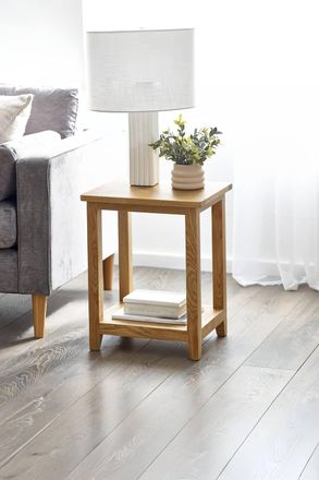 Julian Bowen Mallory Side Table with Shelf in Light Oak