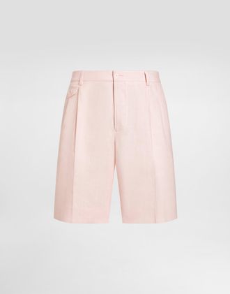 Dolce & Gabbana Linen Bermuda Shorts - Man Pants And Shorts Pink Linen 44