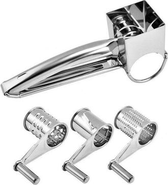 OEM Rallador De Queso Multifuncional, Acero Inoxidable, Rallador, Molinillo, 3 Superficies De Corte, Para Quesos Duros, 20,5 X 8 X 8 Cm, Plateado