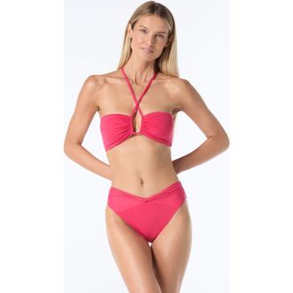 Vince Camuto Bandeau Bra Swim Top in Geranium at Nordstrom, Size X-Small