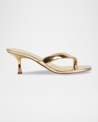 Marc Fisher Amele Metallic Kitten Thong Slide Sandals