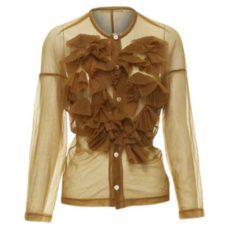Comme Des Gar&ccedil;ons Comme des Garcons sheer pleated ruffle button front shirt