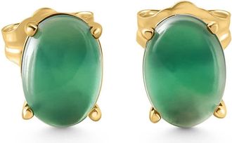 Pompeii3 1.00CT Emerald Studs 14K White or Yellow Gold