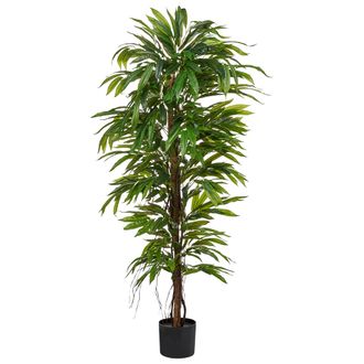 Beliani Planta Artificial En Maceta Para Interior Decoraci&oacute;n De Pl&aacute;stico Con Maceta Negra 155 Cm Longifolia
