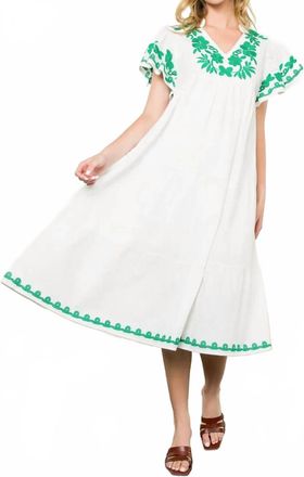 THML Clothing Flutter Sleeve Embroidered Dress In White