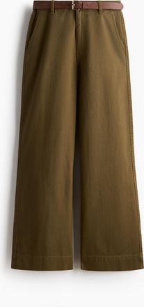 H&M Weite Twillhose mit G&uuml;rtel - Green