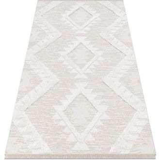 RugsX Rugsx - Alfombra Eco Sisal Boho Moroc Diamantes 22312 Franjas - Estructural Beige / Crema, Alfombra Reciclada Beige 136x190 Cm