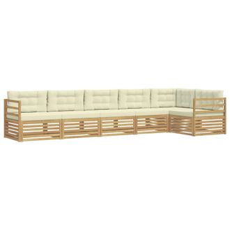 vidaXL Conjunto De Sof&aacute;s De Exterior 6 Pcs Blanco Y Crema Vidaxl