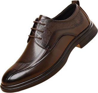 Generic Mens Oxford Leather Shoes British Style Trendy Business Dress Footwear Comfortable Design for Office Commute and Formal Occasions(Brown,8.5)