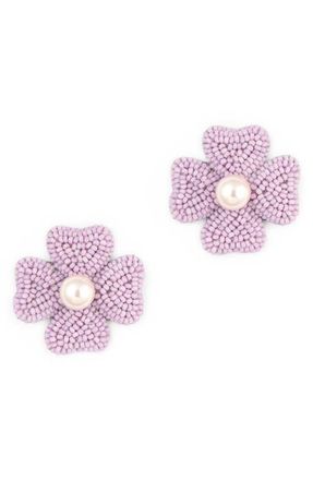 Deepa Gurnani Liora Beaded Flower Drop Earrings in Lavender at Nordstrom