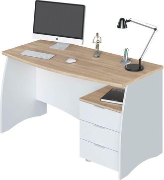 Mirakemueble Mesa Despacho Estil Con Buc Roble Y Blanco