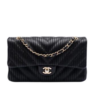 Chanel Pre-owned Pleated Shoulder Bag - Dames - Pre-owned - Zwart - Maat: ONE Size Leer