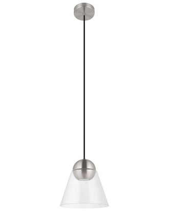 Eglo Eglo Cerasella 1 Light Mini Pendant With Matte Nickel Finish & Clear Cone Glass Shade