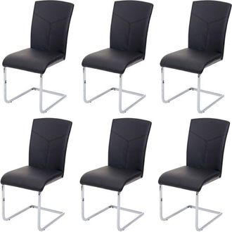 Hhg [nunca Usado] Lote De 6 Sillas De Comedor Hhg-524, Basculante Silla De Cocina Silla De Conferencia, Imitaci&oacute;n De Cuero, Negro