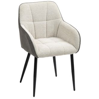 HOMCOM Accent Chair W/ Foot Pads And Chenille Fabric Arm Chair - Cream White/Black - Cream | TJ Hughes Black