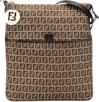 Fendi Pre-owned Cross Body Bags, female, Brown, Size: ONE SIZE Pre-owned Vintage Canvas Crossbody Bag