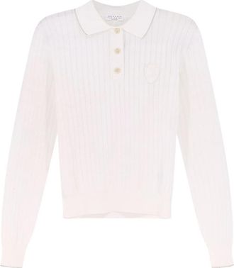 Brunello Cucinelli Ribbed-knit Logo-patch Polo Shirt