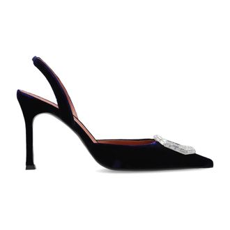 Amina Muaddi Schoenen, Dames, Blauw, 39 1/2 EU, Leer, Camelia Sling 90