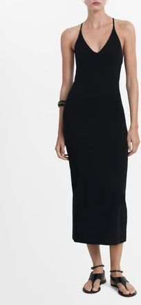Mango Sleeveless Midi Dress in Black at Nordstrom, Size 10