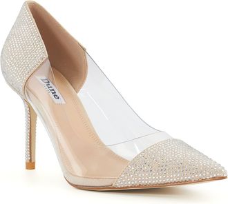 Dune London Womens Ladies Agency - Diamante-Trim Heeled Courts - Beige - Size UK 5