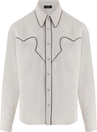 Amiri White Technical Jersey Pointed Collar Casual Shirt