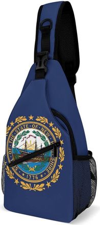 Generic New Hampshire Flag Unisex Shoulder Bags Casual Crossbody Chest Bag Sling Backpack for Hiking Cycling Travel