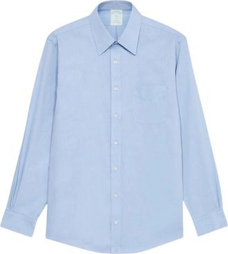 Brooks Brothers Slim Fit Non-Iron Pinpoint Overhemd - Heren - Zakelijke Overhemden - Blauw - XS - Katoen - Overhemden