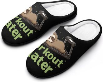 Generic Sloth Gym Workout Later Slippers Men Winter Warm Cotton Anti-Slip Indoor Slip-Ons House Shoes