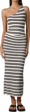 Zulu & Zephyr Marle Textured Knit Top In Black, Grey, And White Stripe