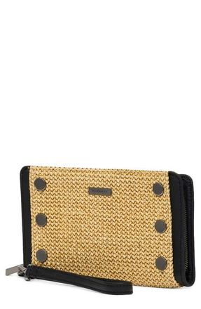 Hammitt Bryant Wallet in Noir Smooth Raffia/Gunmetal at Nordstrom