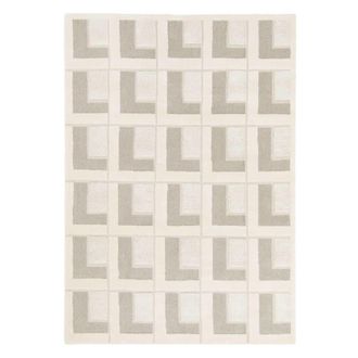 Sweeek Alfombra interior con motivos geom&eacute;tricos crema