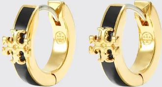 Tory Burch Orecchini a cerchio Icon in ottone smaltato con logo Double T