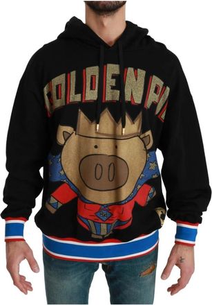 Dolce & Gabbana Zwarte Hoodie Varken - Heren - Hoodies - Zwart - XS - Hoodies & sweatvesten