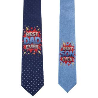 Trafalgar Store Best Duo Ever Daddy & Me Novelty Silk Neckties in Blue at Nordstrom