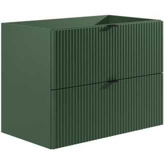 Vente-Unique Vente-unique - Mobile sotto lavabo sospeso a righe 80 cm Verde opaco - zevini