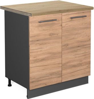 Vicco Armario Bajo Para Fregadero Fame-line, Roble Dorado, 80 Cm, Et Roble