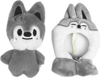 Generic Sk-zoo Plush Keychain STAY Keyring with Detachable Cloak 10 cm stray-kids Wolf Chan Jiniret Bbokari Key Chain Pendant (Wolf Chan)
