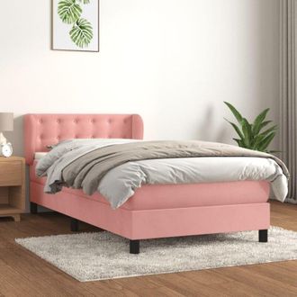 vidaXL Cama Box Spring Con Colch&oacute;n Terciopelo Rosa 90x200 Cm Vidaxl