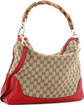 Gucci Diana Bamboo Shoulder Bag GG Canvas Medium hobo bag - Bruin