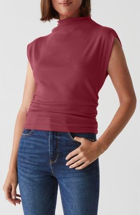 Michael Stars Amara Ruched Cowl Neck Rib T-Shirt in Carmine at Nordstrom, Size X-Small