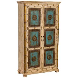 Wanderlust Deco Armario de madera artesanal blanco 102x44x183 alt. cm