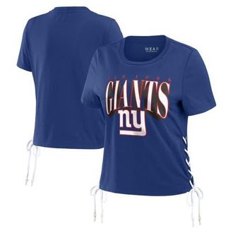 WEAR by Erin Andrews Womens WEAR by Erin Andrews Royal New York Giants Lace Up Side Modest Cropped T-Shirt at Nordstrom, Size Small